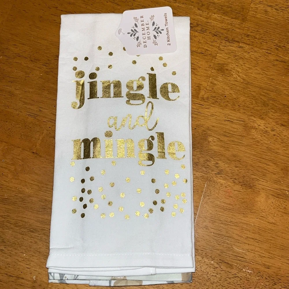 December Home 2 Pack Kitchen Towels Jingle and Mingle Houses Trees 16” by 26”